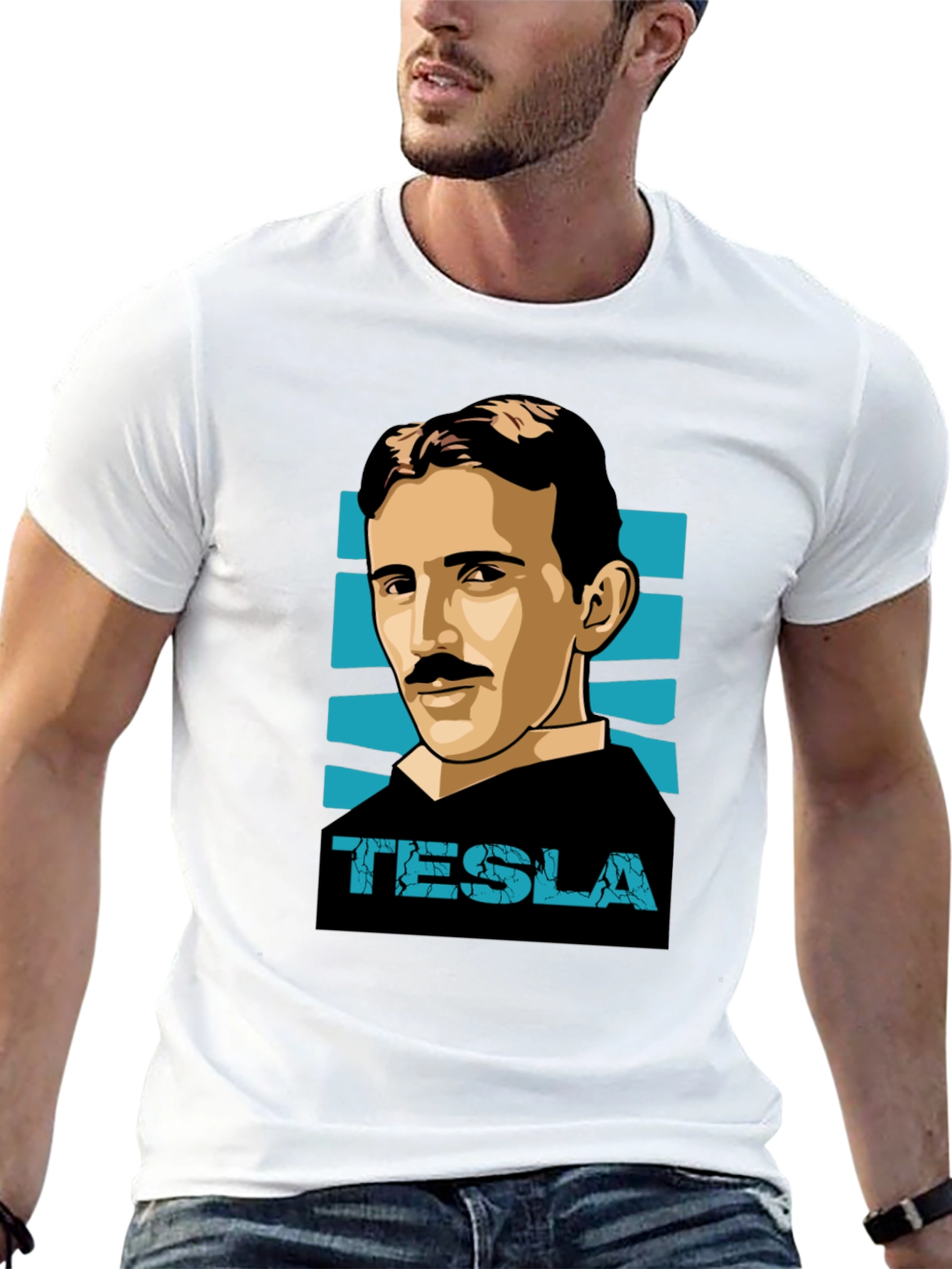 Tesla Graphic T-Shirt - Black Crew Neck