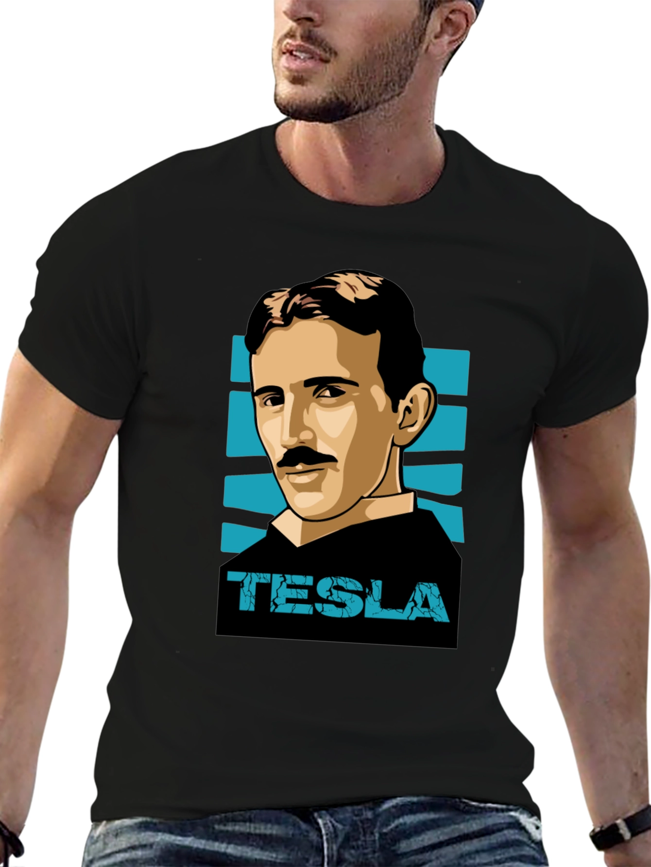 Tesla Graphic T-Shirt - Black Crew Neck
