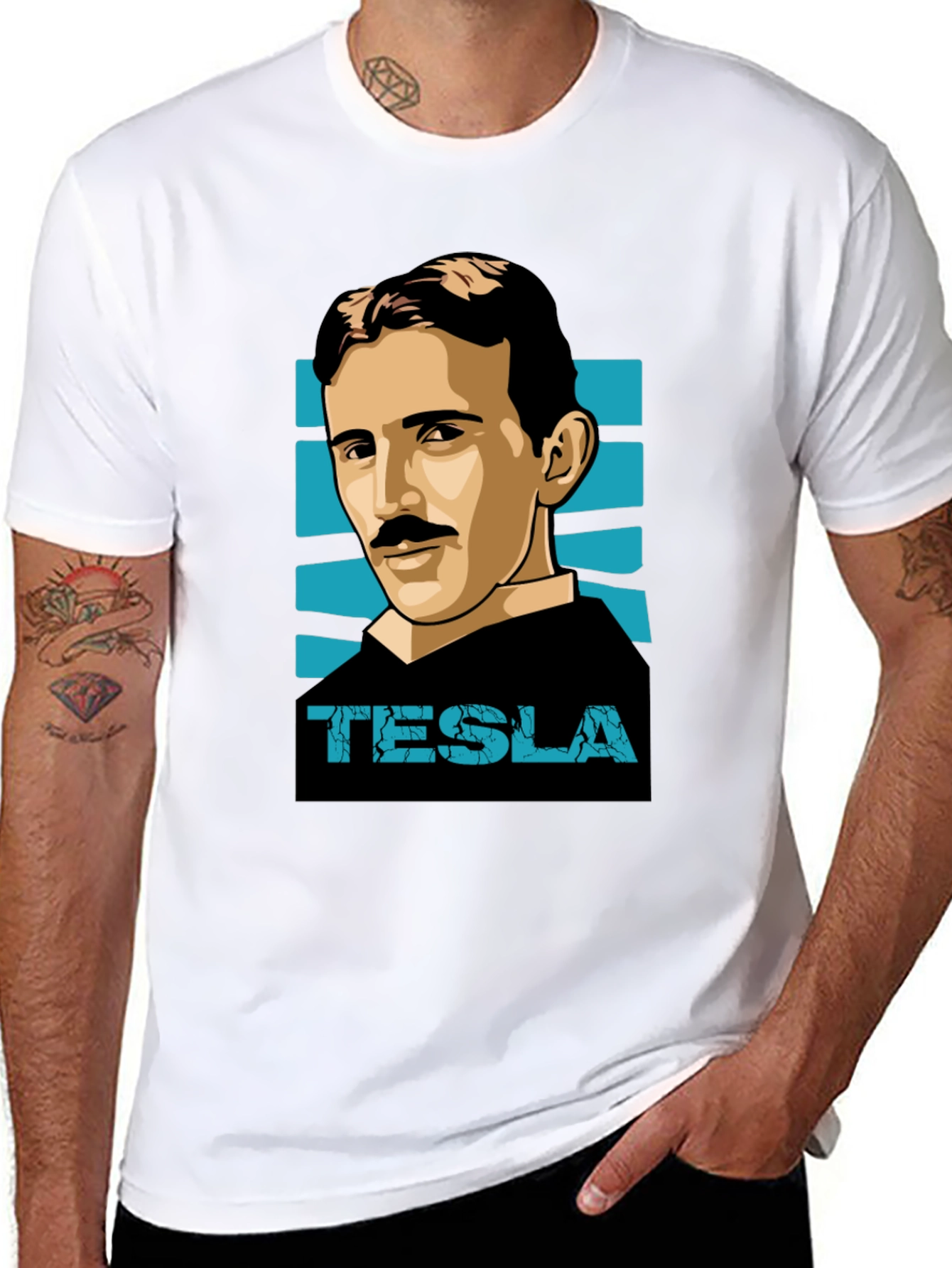 Tesla Graphic T-Shirt - Black Crew Neck