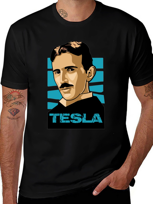 Tesla Graphic T-Shirt - Black Crew Neck