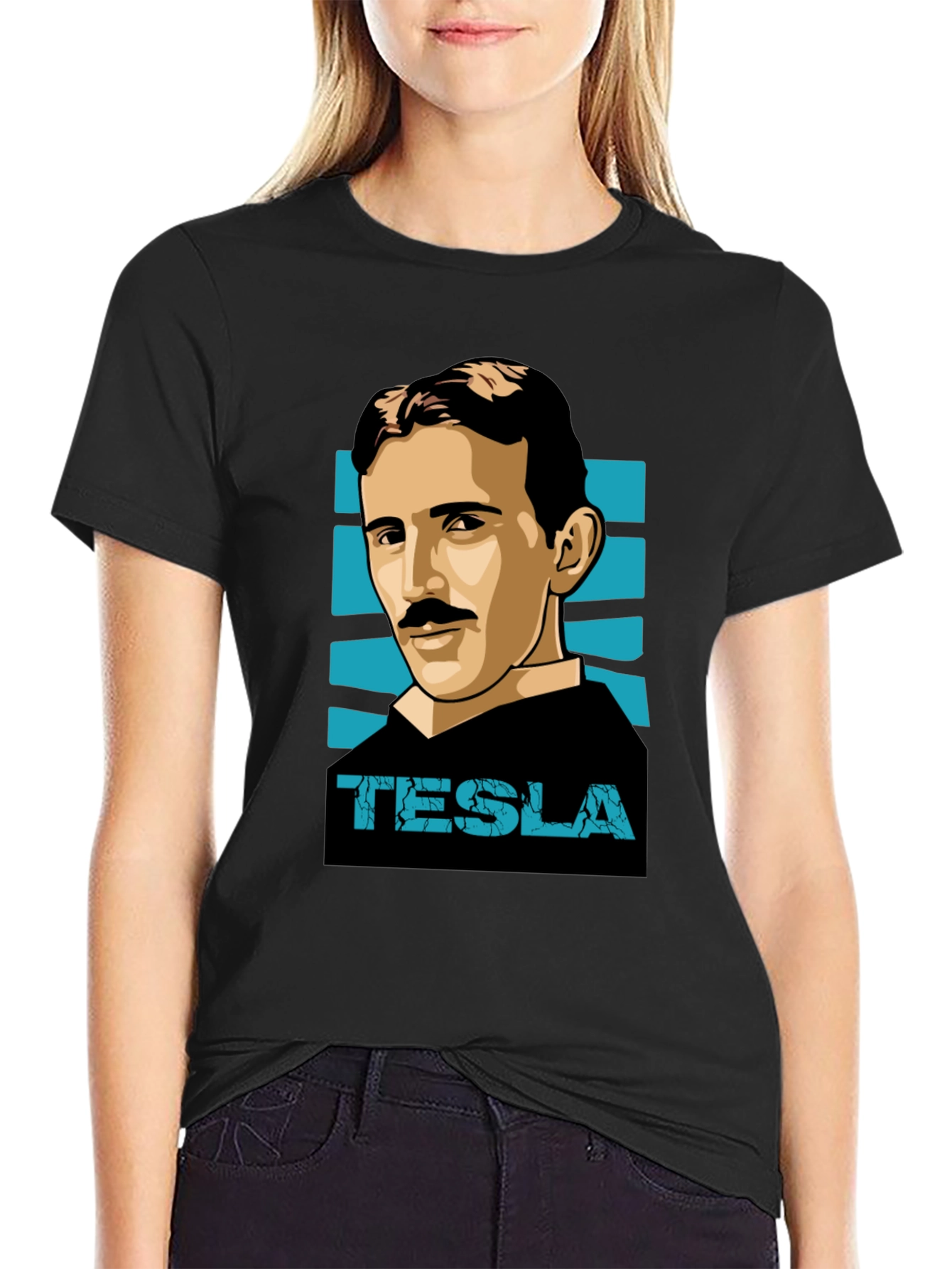 Tesla Graphic T-Shirt - Black Crew Neck