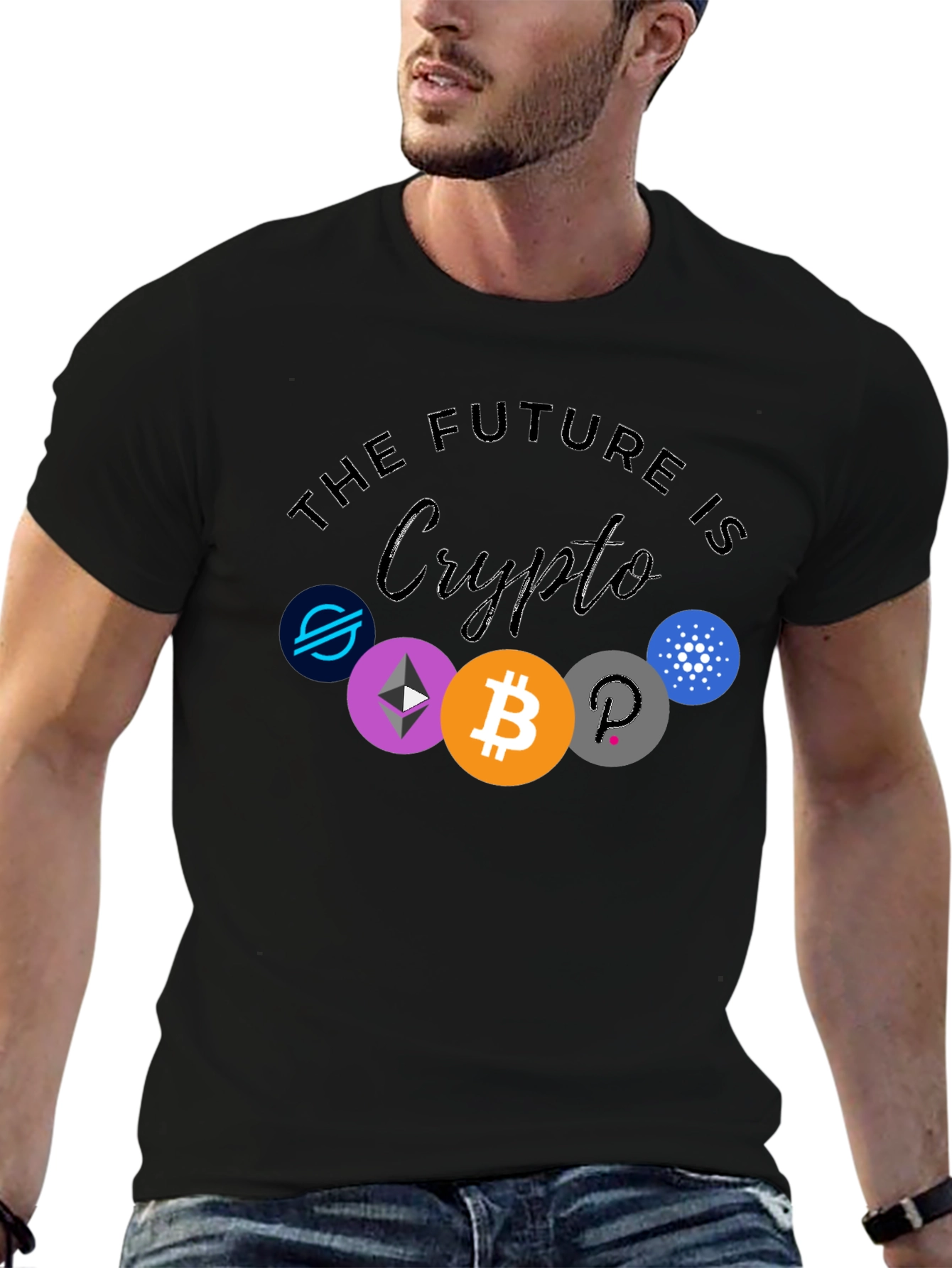The Future is Crypto Black Graphic T-Shirt