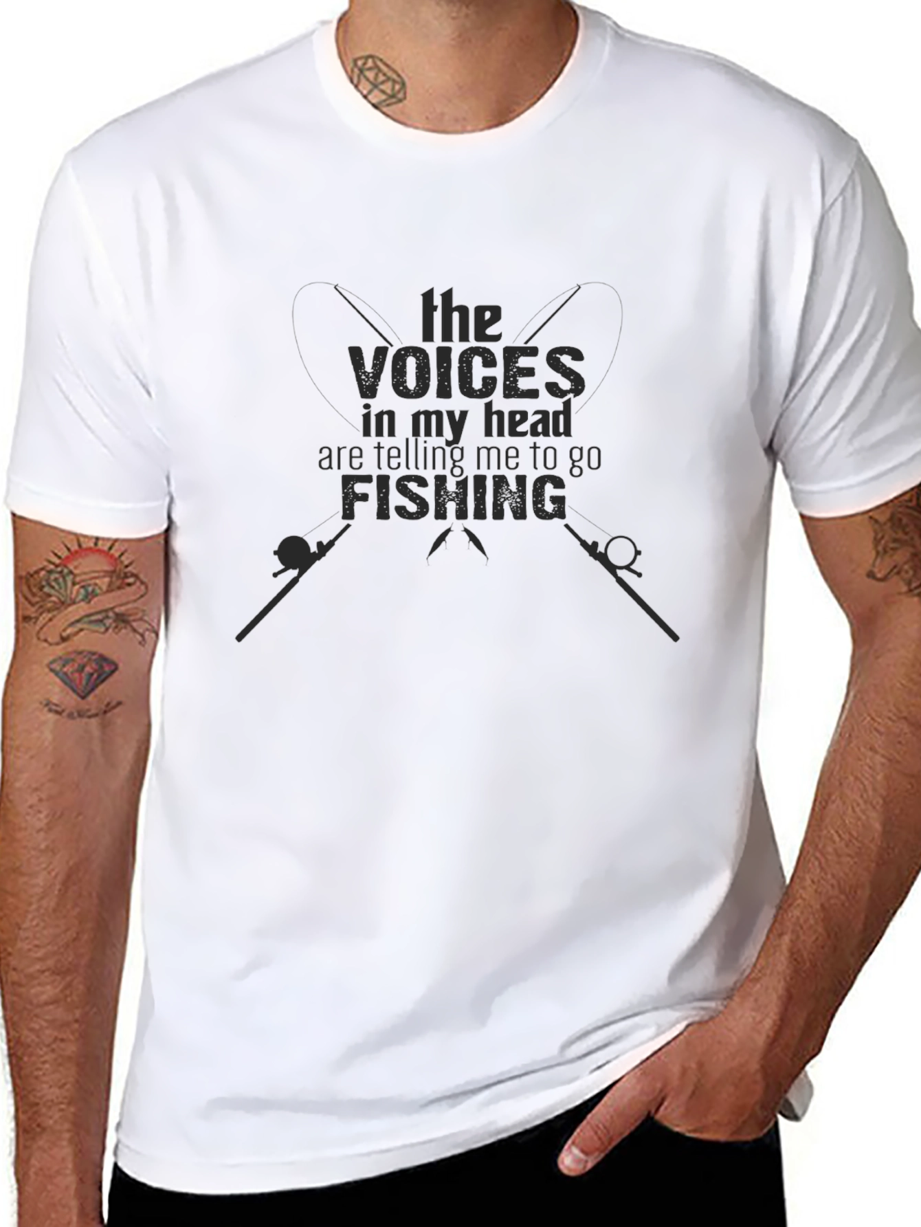 Voices in My Head Fishing Black Graphic Tee