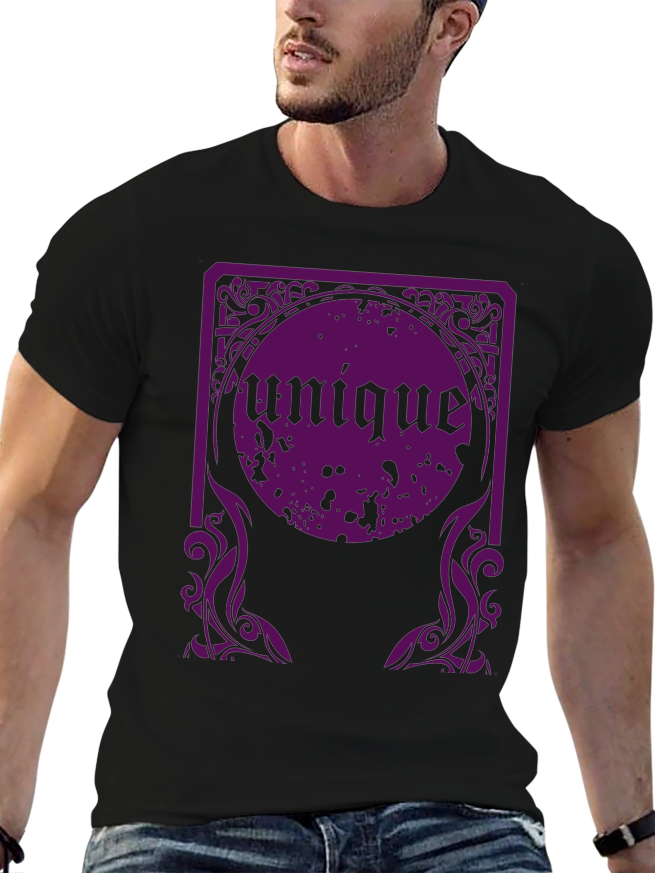 Unique Graphic Tee - Black Cotton T-Shirt