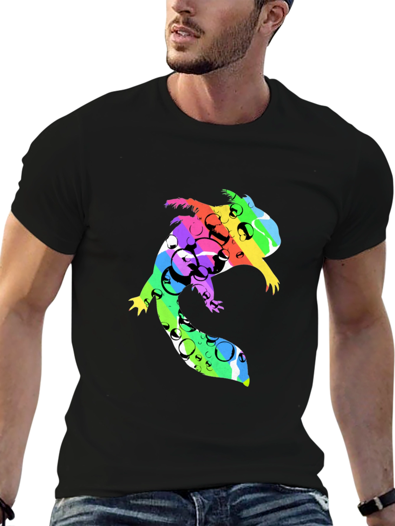 Vibrant Squirrel Graphic Black T-Shirt