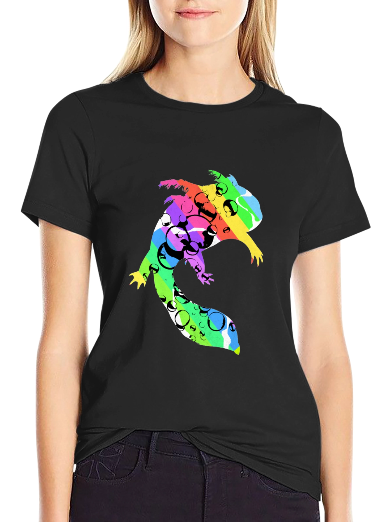 Vibrant Squirrel Graphic Black T-Shirt