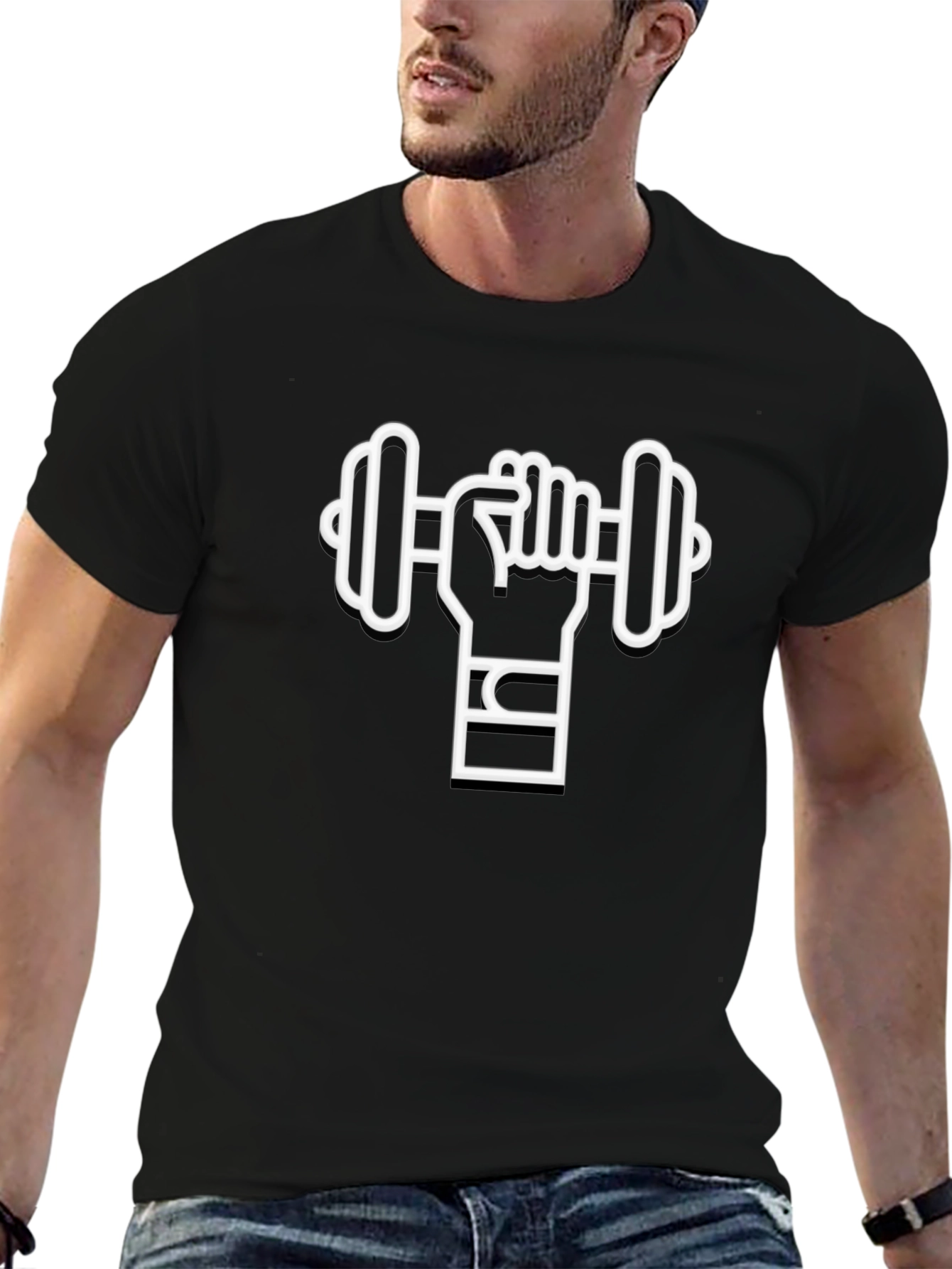 Workout Graphic Tee - Dumbbell Hand Design