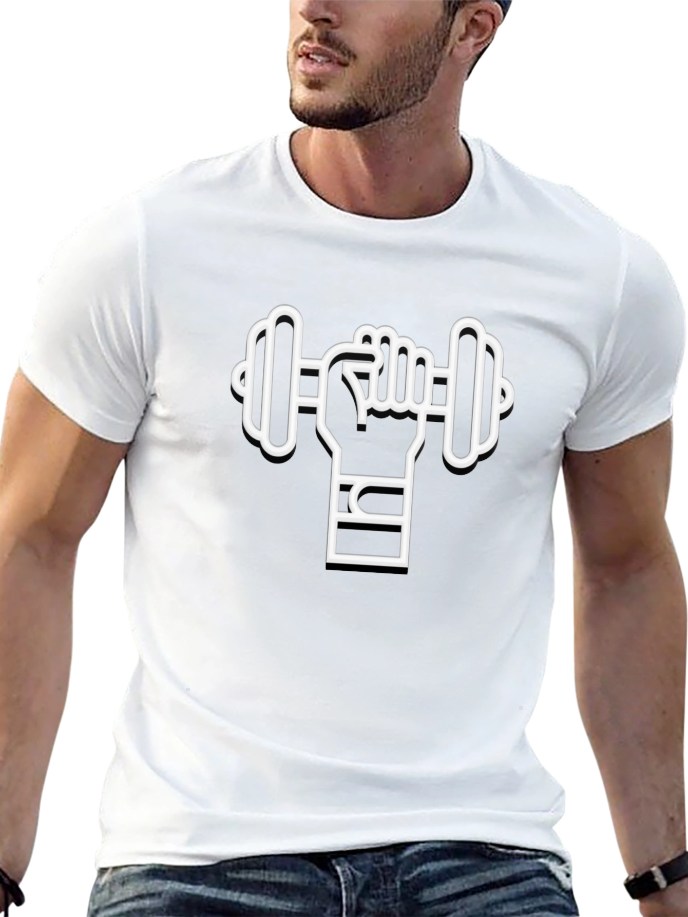 Workout Graphic Tee - Dumbbell Hand Design