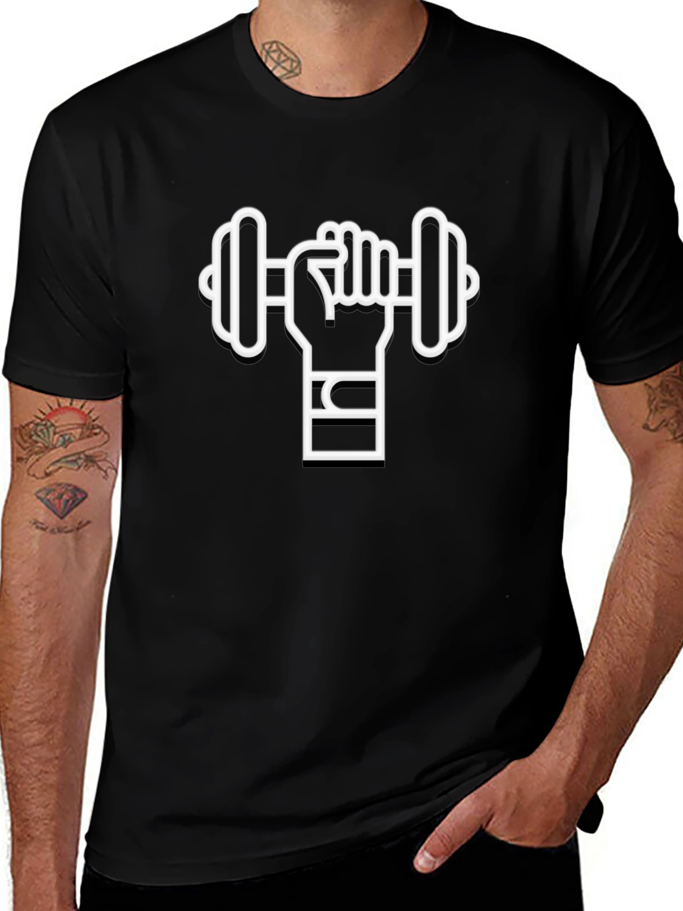 Workout Graphic Tee - Dumbbell Hand Design