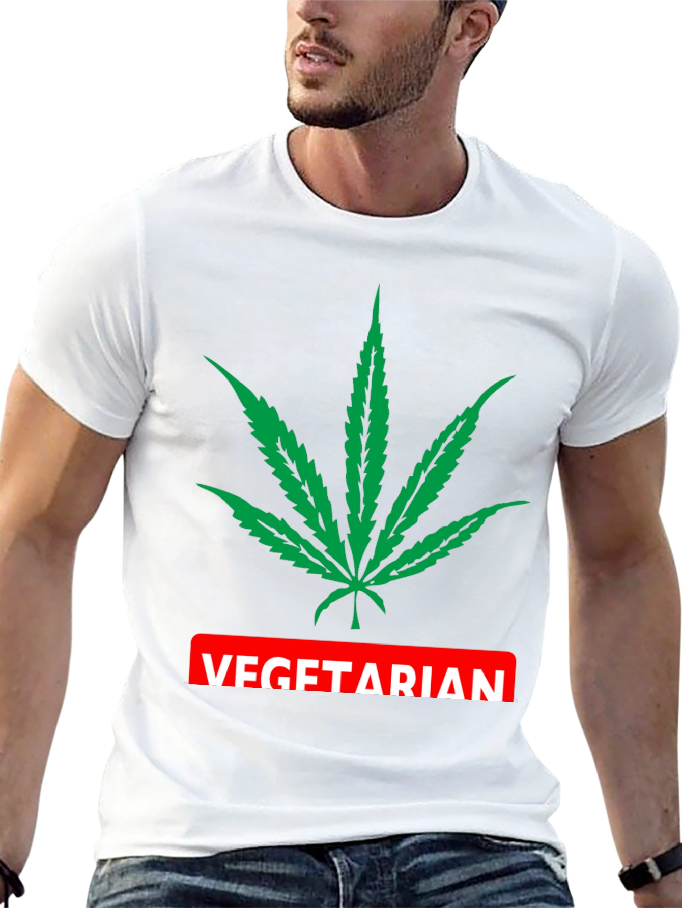 Vegetarian T-Shirt with Marijuana Leaf