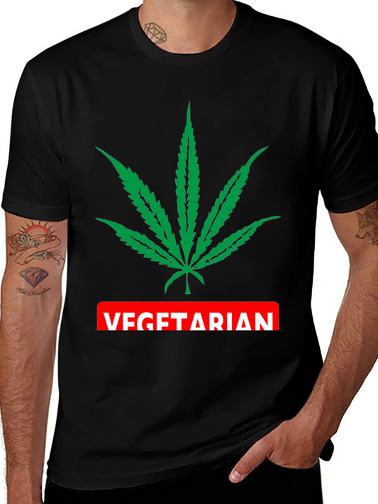 Vegetarian T-Shirt with Marijuana Leaf