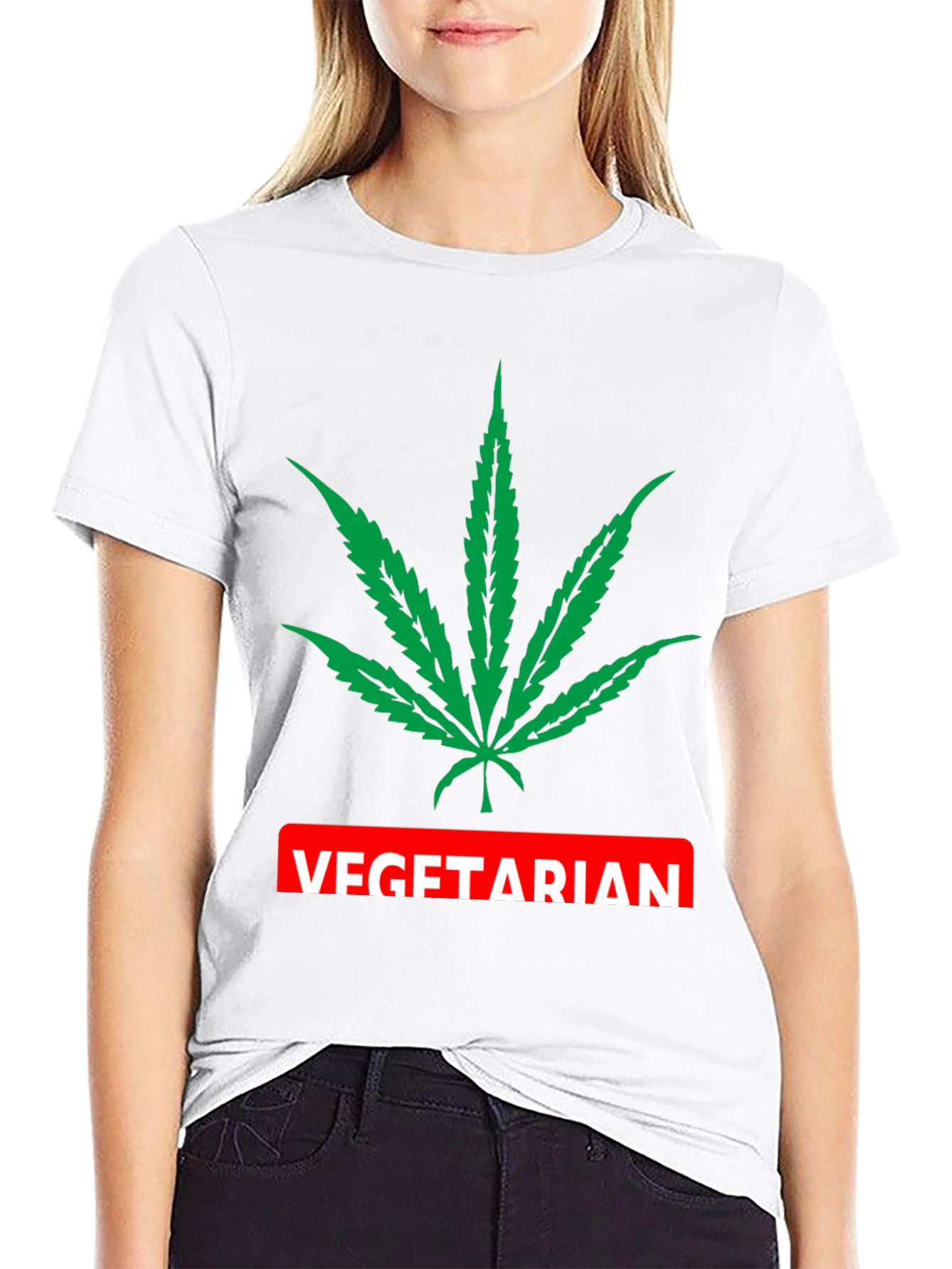 Vegetarian T-Shirt with Marijuana Leaf