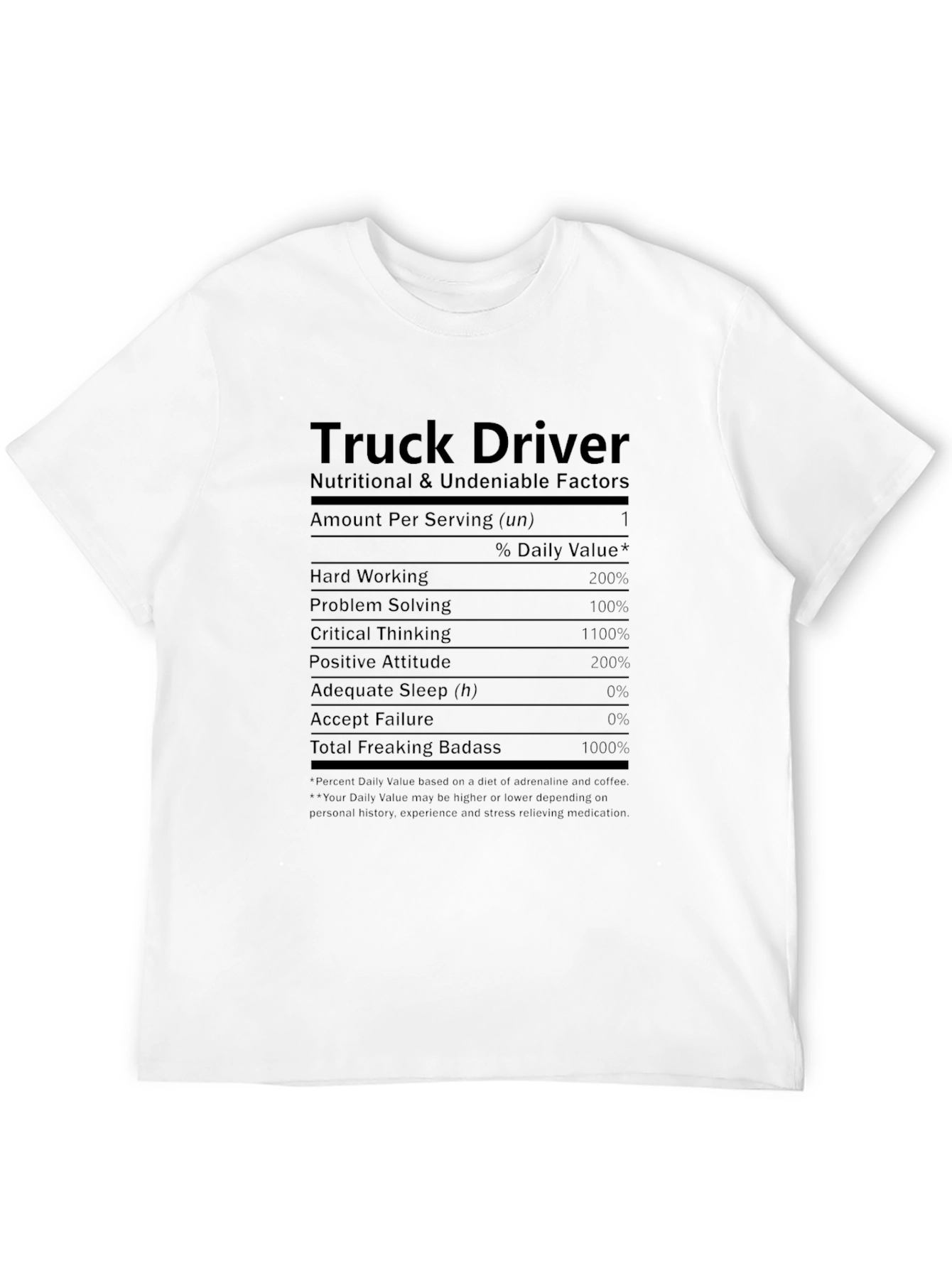 Truck Driver Nutritional Facts T-Shirt
