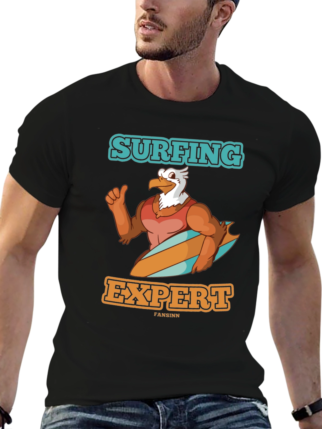 Surfing Expert Eagle Black T-Shirt