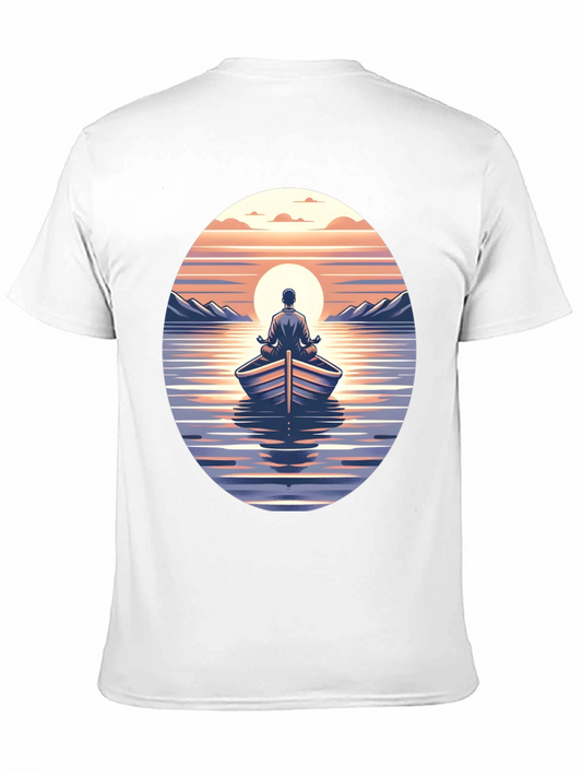 Zen Boat Meditation Graphic T-Shirt