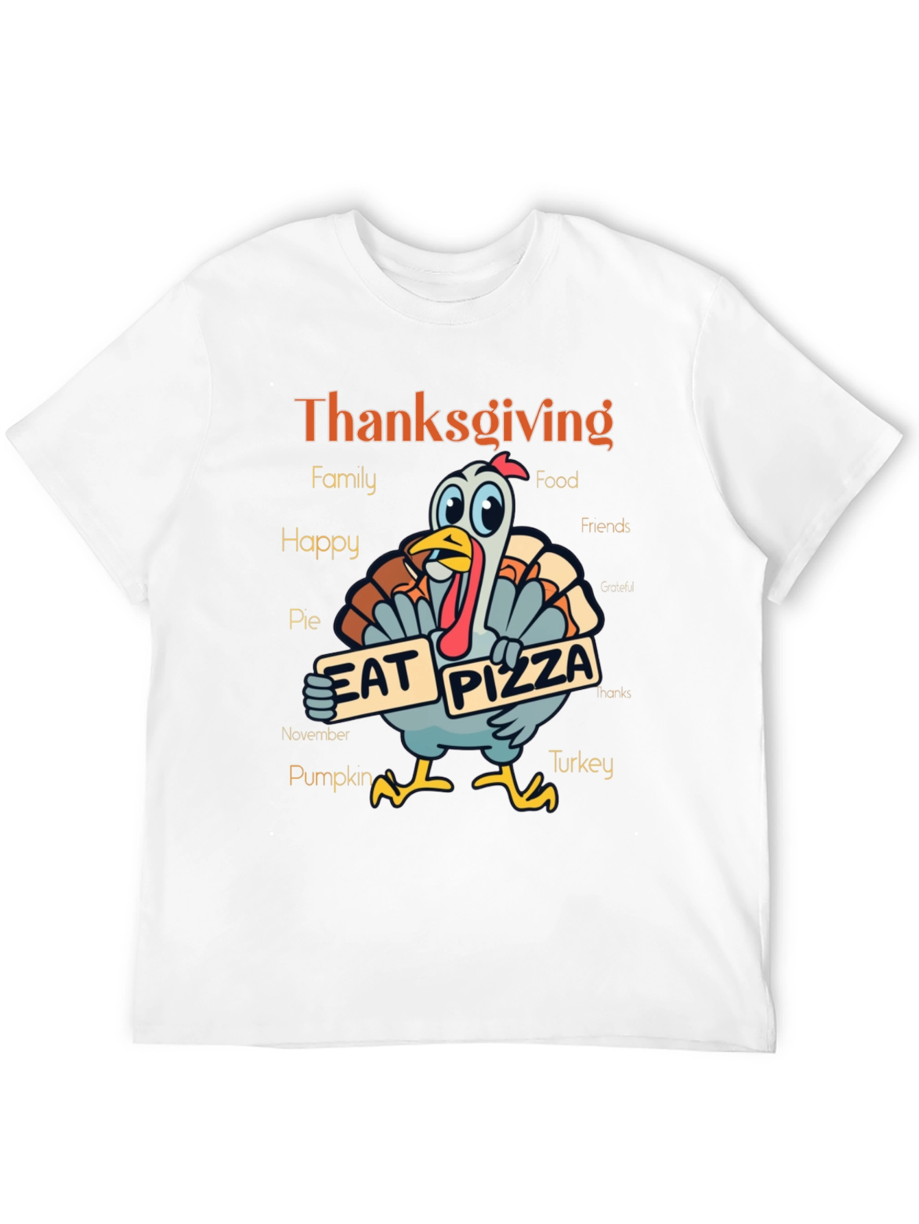 Thanksgiving Turkey Eat Pizza Graphic T-Shirt