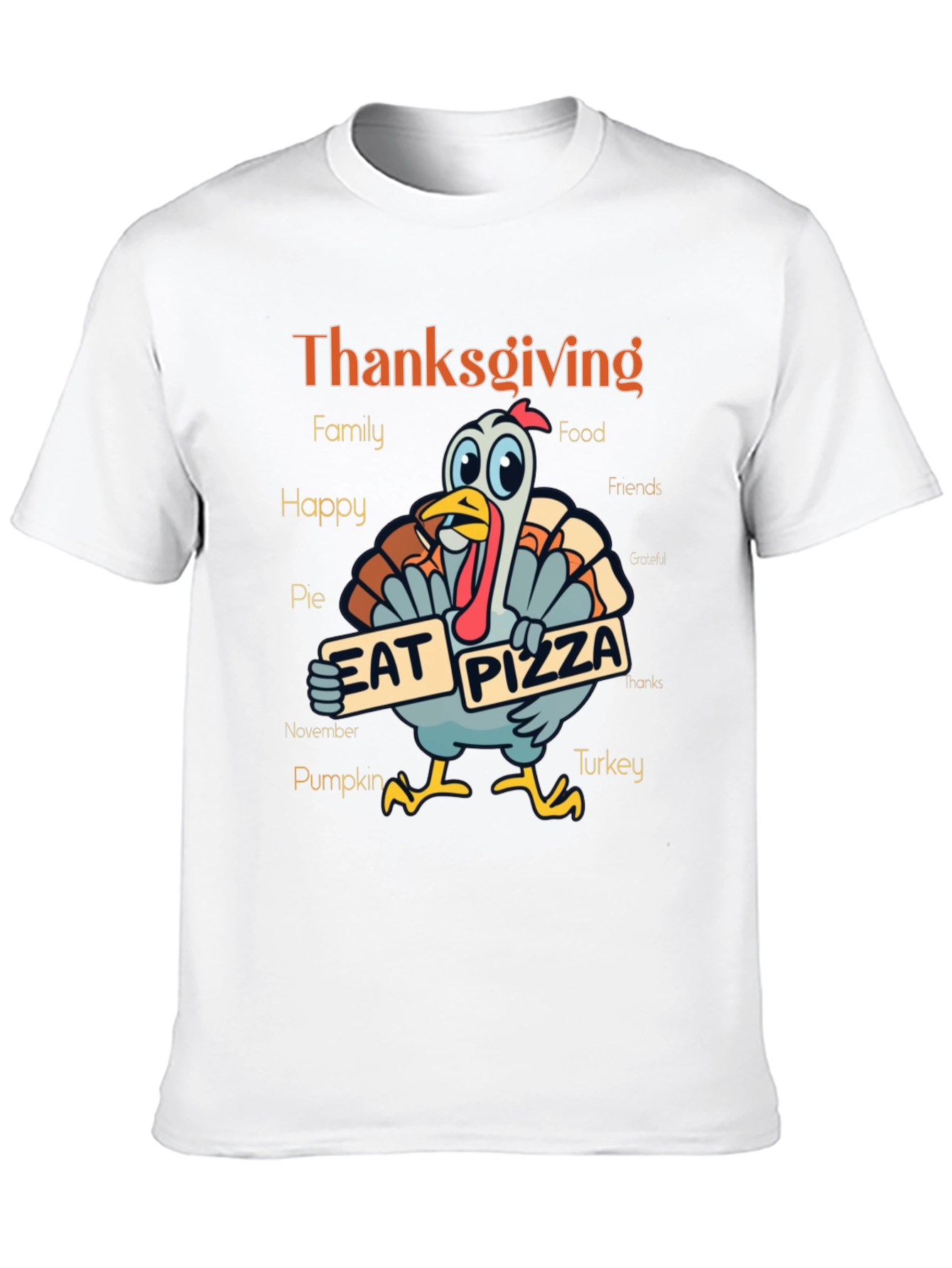Thanksgiving Turkey Eat Pizza Graphic T-Shirt