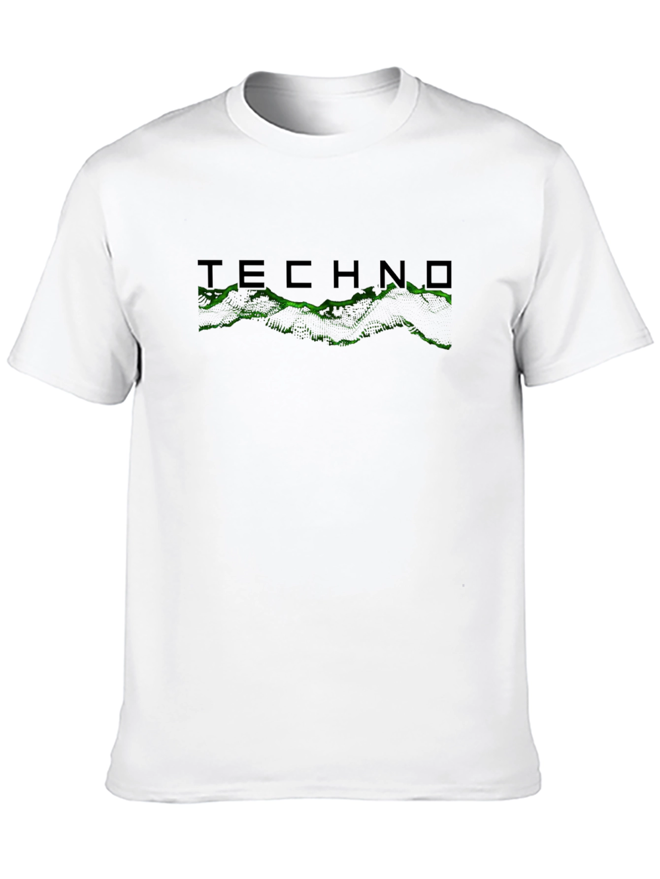 Techno Graphic Tee - Black Cotton Crew Neck
