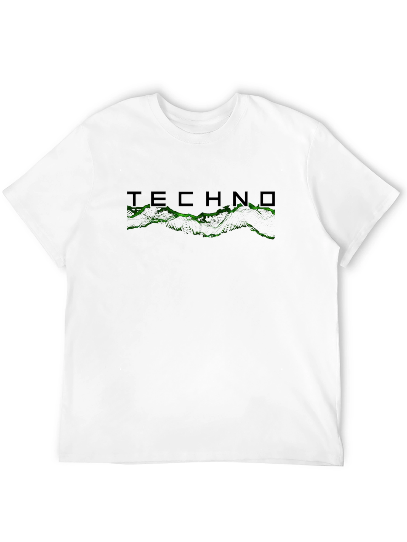 Techno Graphic Tee - Black Cotton Crew Neck