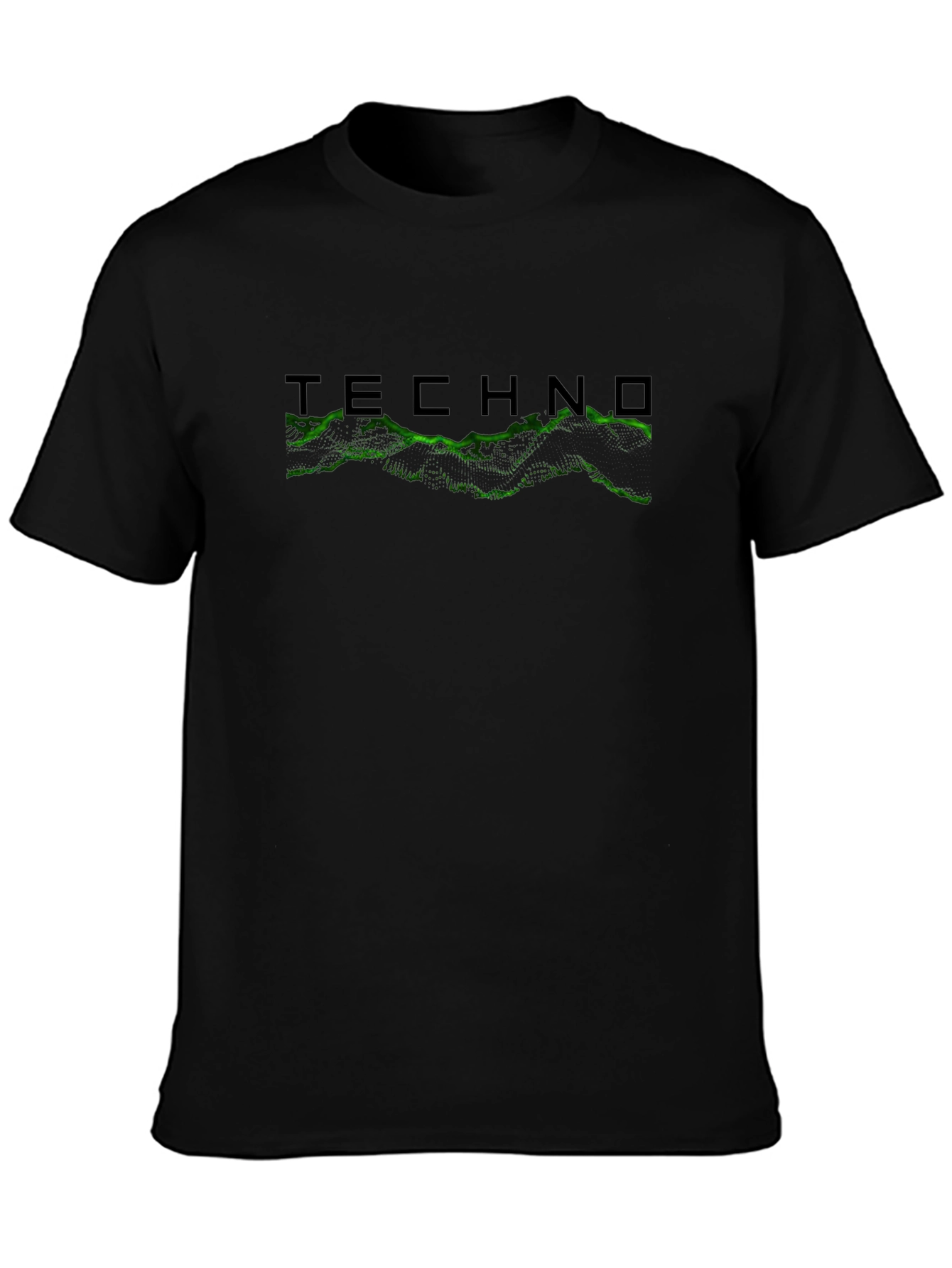 Techno Graphic Tee - Black Cotton Crew Neck