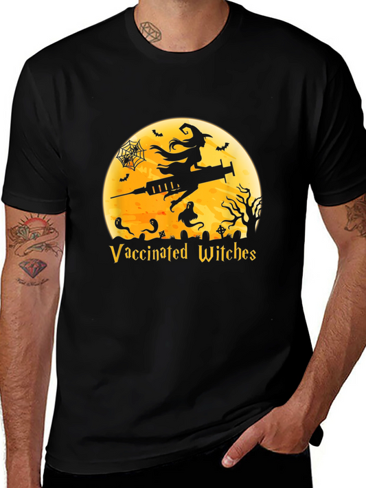 Vaccinated Witches Graphic Tee - Halloween Funny T-Shirt