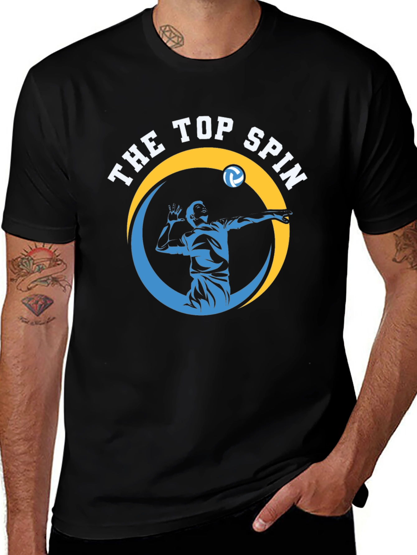 The Top Spin Volleyball Graphic Tee - Black