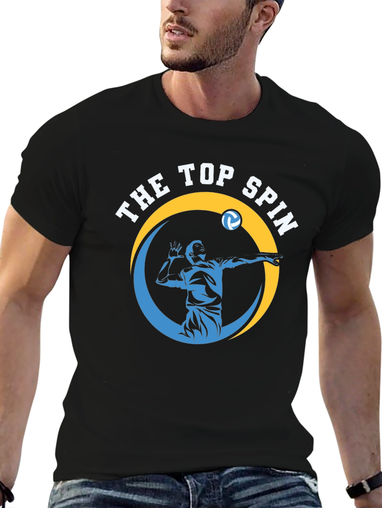 The Top Spin Volleyball Graphic Tee - Black