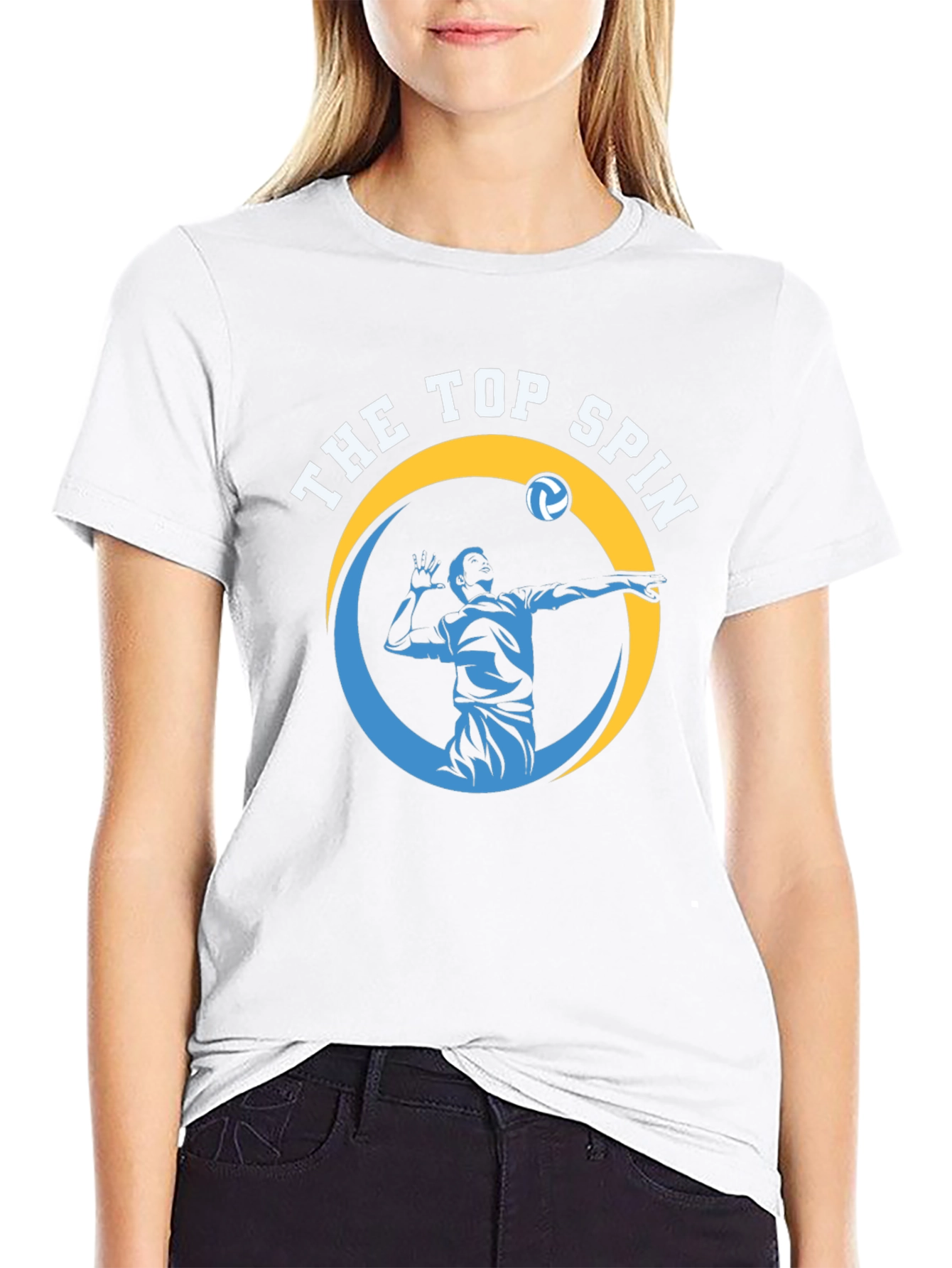 The Top Spin Volleyball Graphic Tee - Black