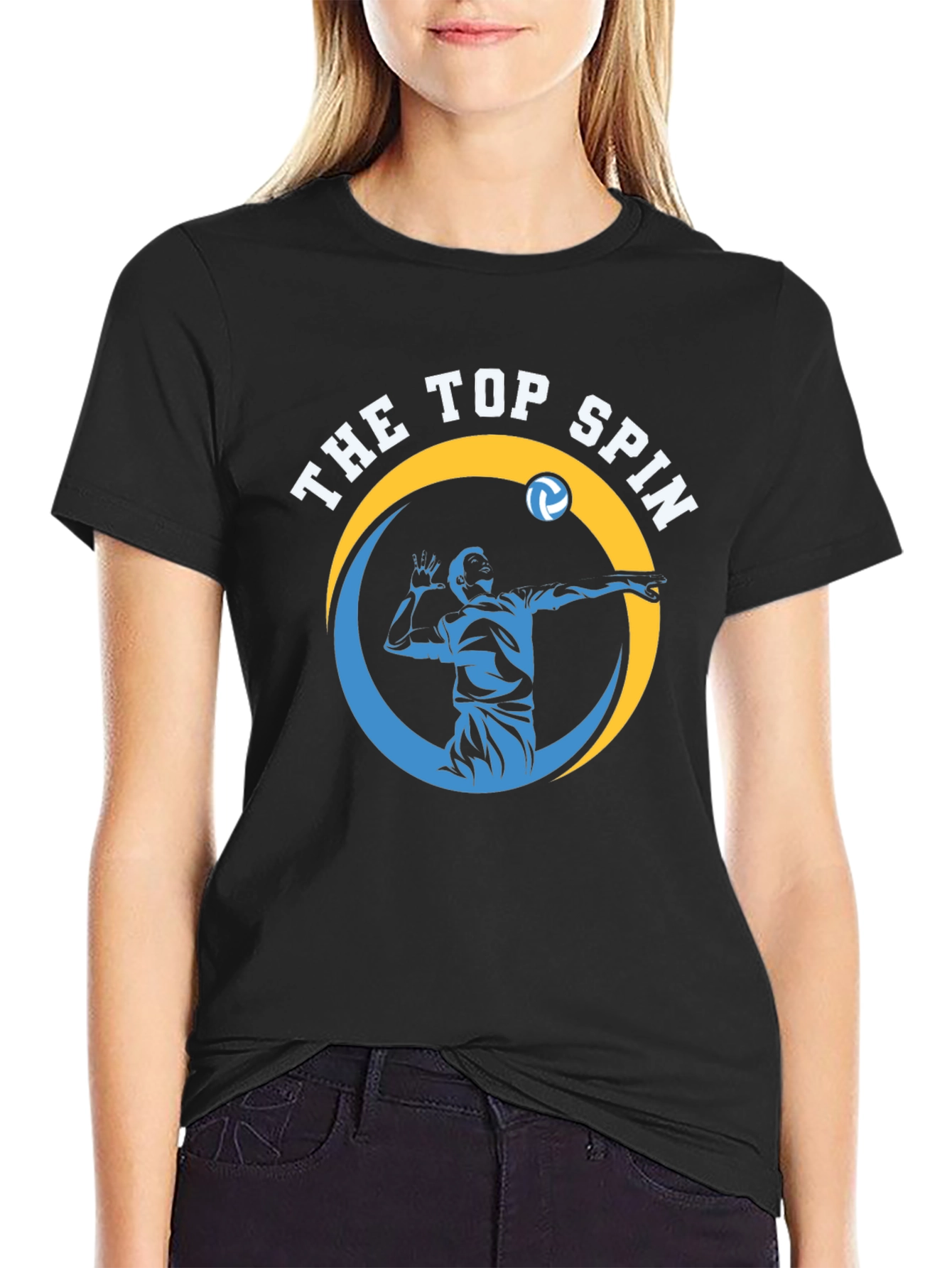 The Top Spin Volleyball Graphic Tee - Black