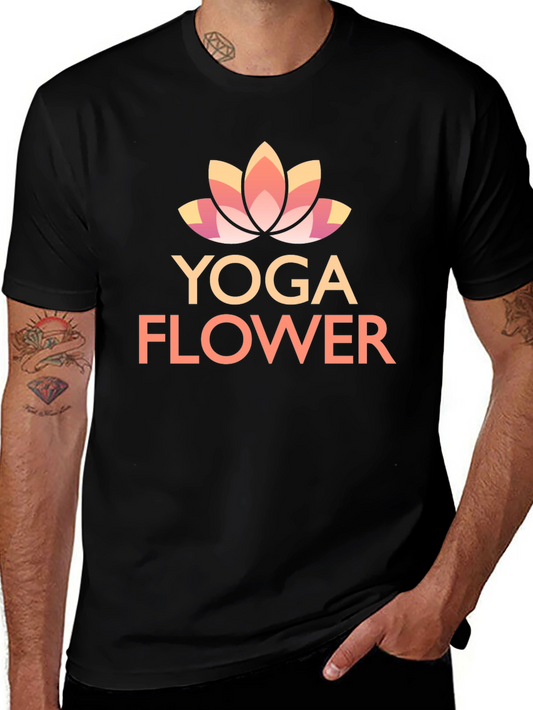 Yoga Flower Black T-Shirt - Meditative Style