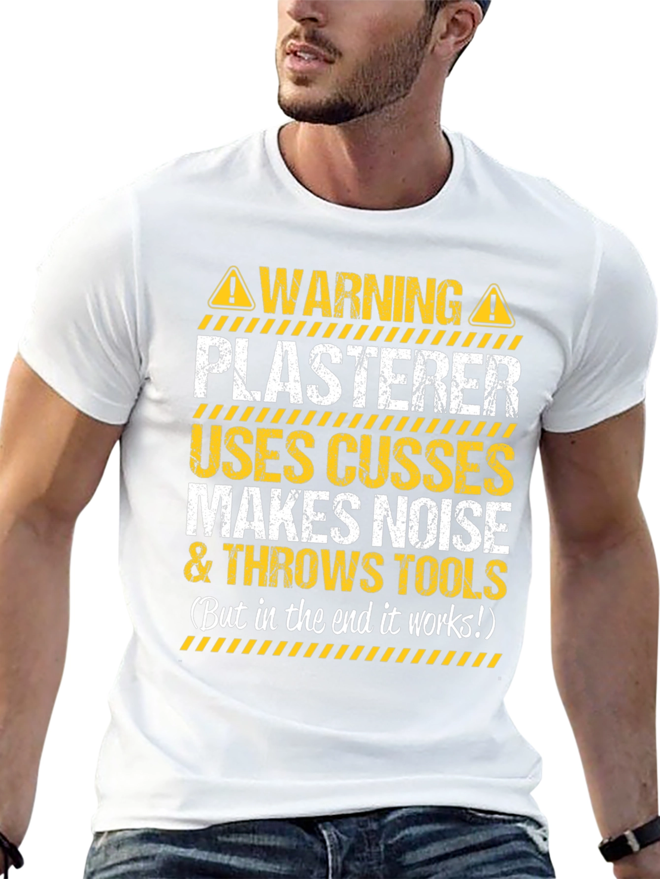Warning Plasterer T-Shirt - Funny Construction Worker Tee