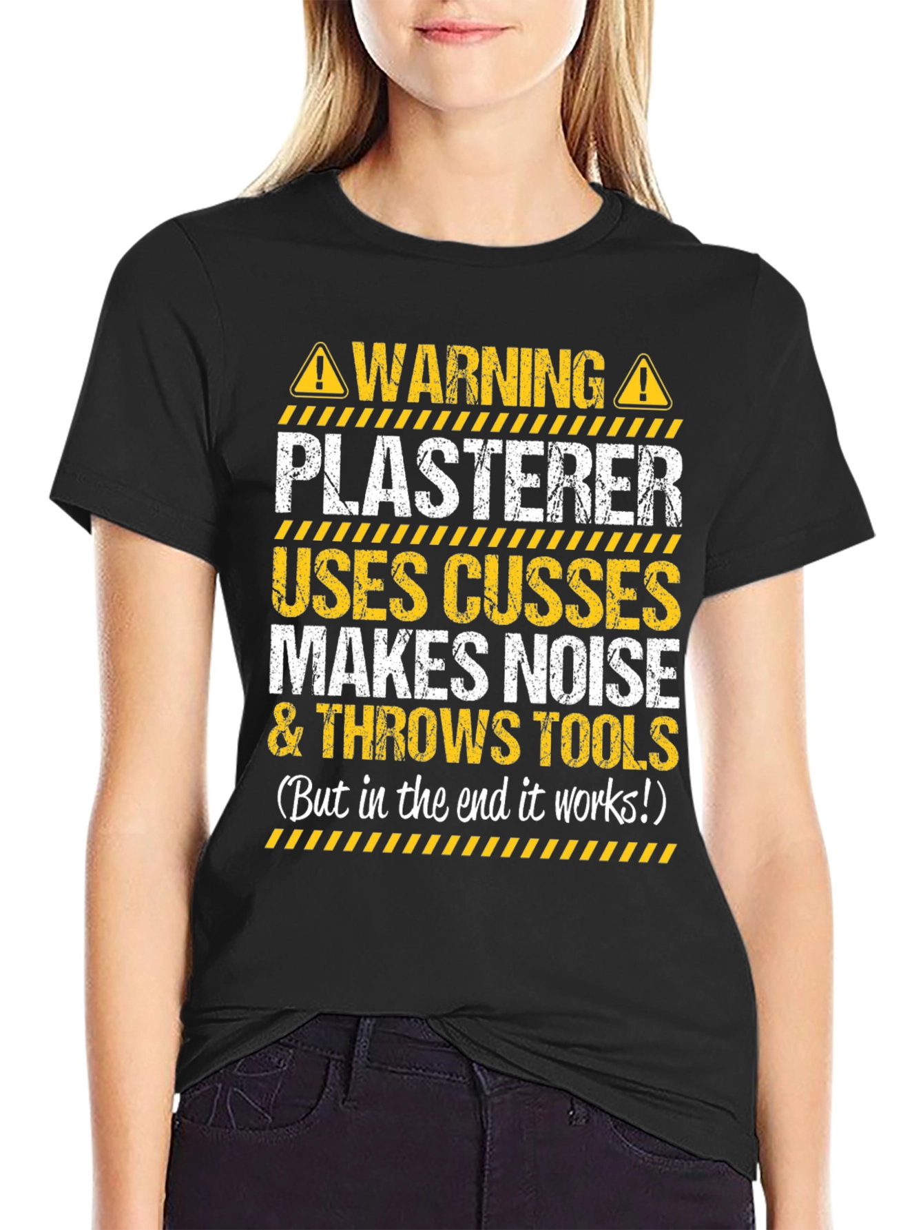 Warning Plasterer T-Shirt - Funny Construction Worker Tee
