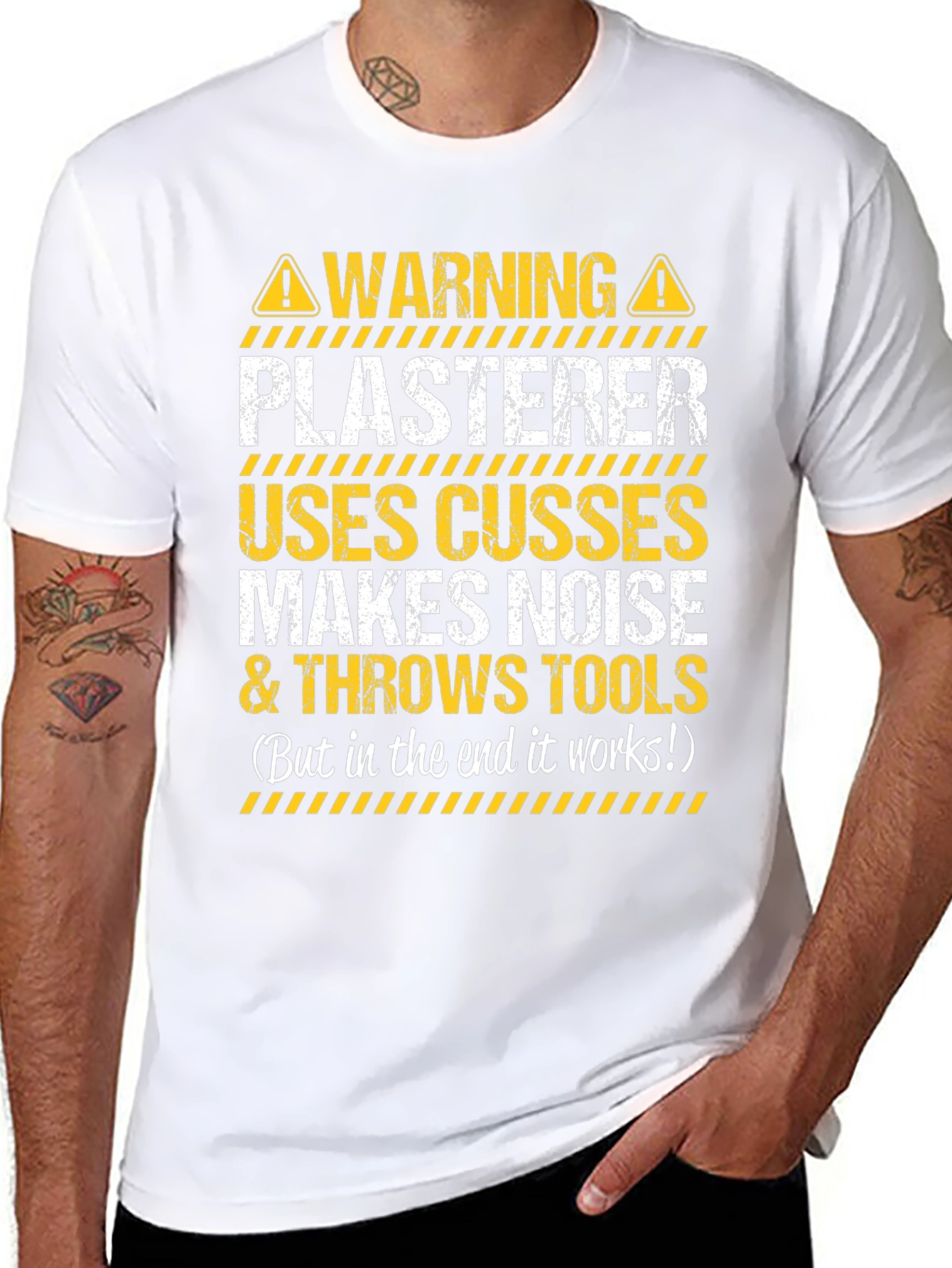 Warning Plasterer T-Shirt - Funny Construction Worker Tee