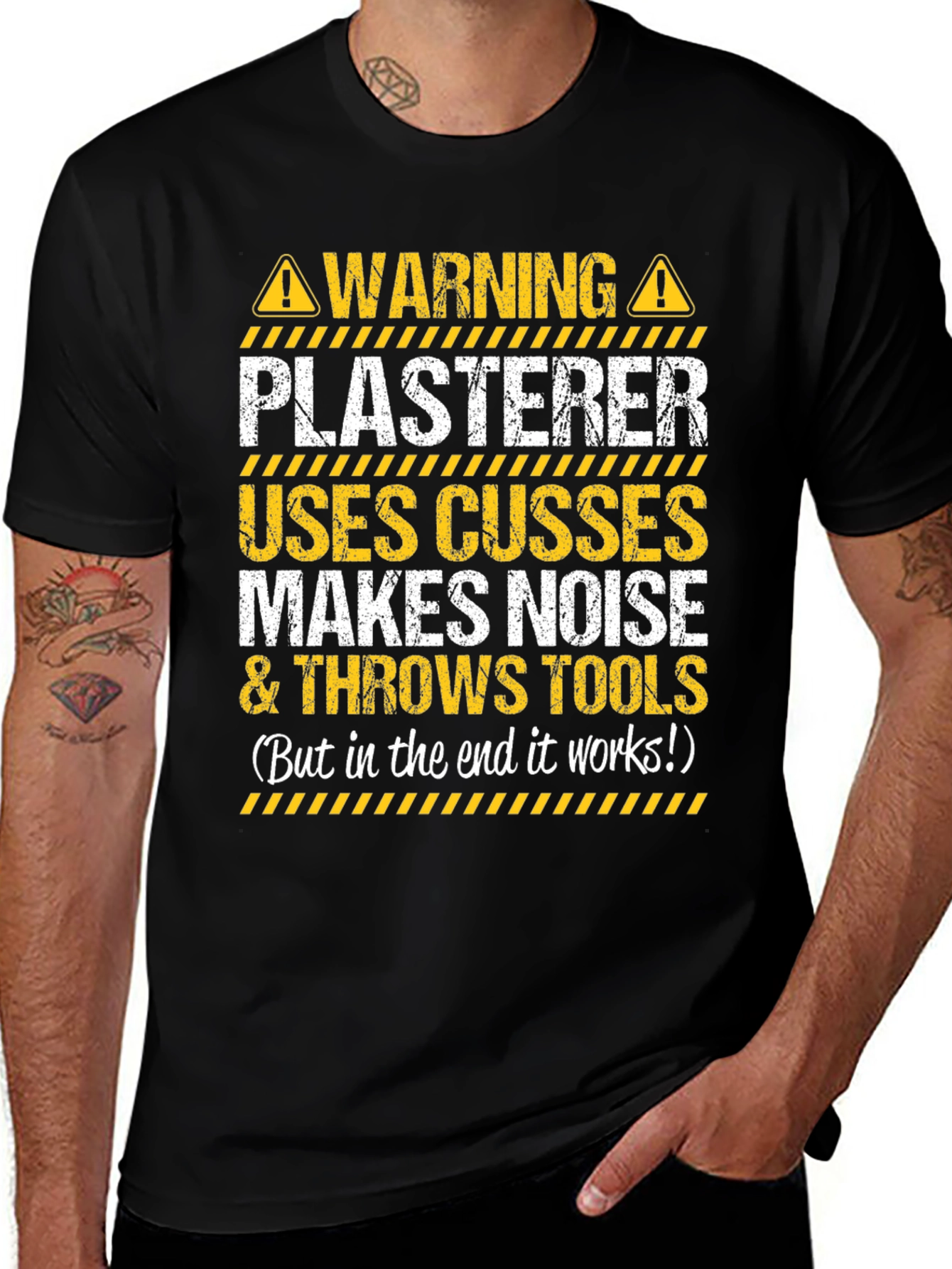 Warning Plasterer T-Shirt - Funny Construction Worker Tee