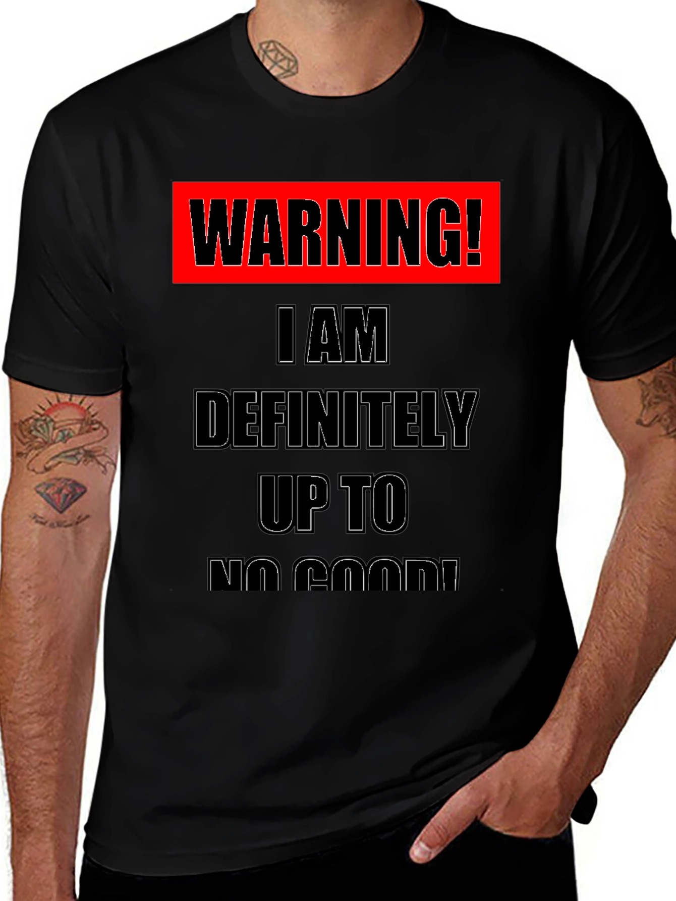Warning! Up to No Good Black T-Shirt