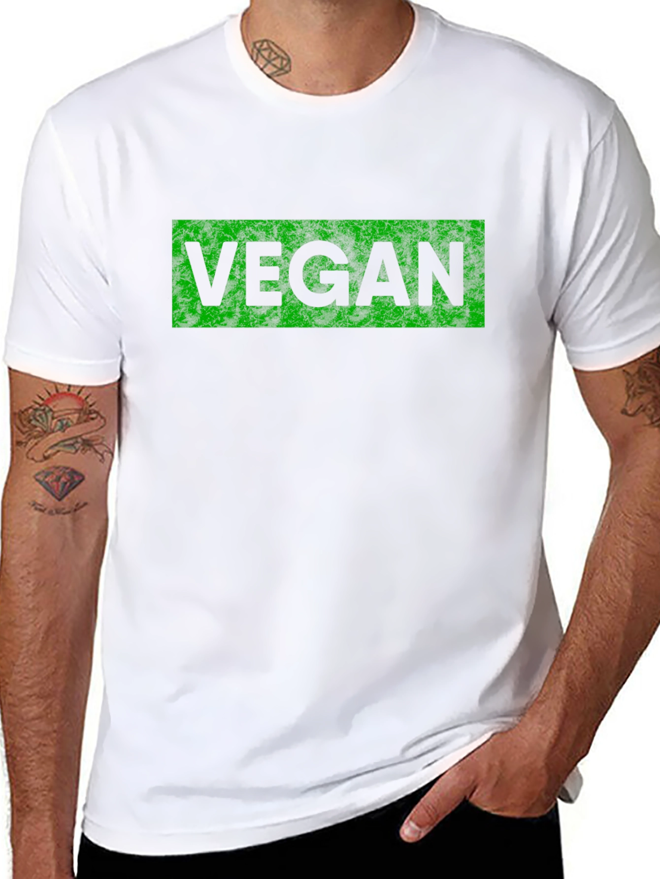 Vegan T-Shirt - Black with Green Lettering