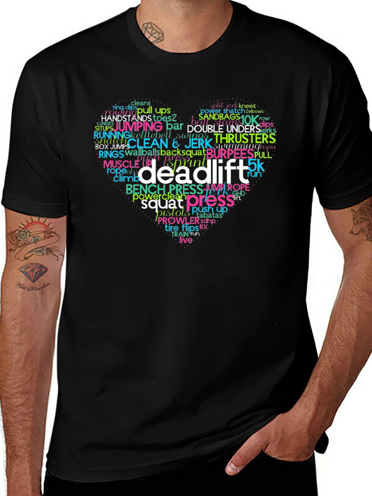 Workout Motivation Shirt - Deadlift Word Cloud Heart Design