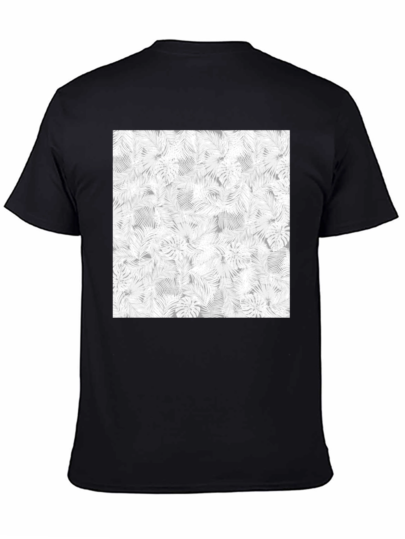 Tropical Leaf Print Tee - Black